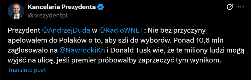 Prezydent ostrzega przed wyjściem tłumów na ulicę Prezydent ostrzega przed wyjściem tłumów na ulicę